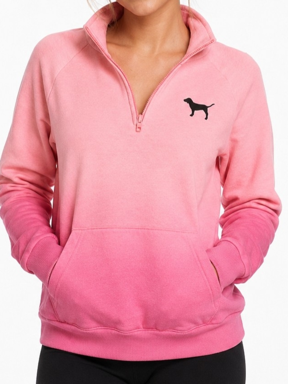 PINK Victoria's Secret Pink Ombre Quarter Zip Pullover Sweatshirt Small